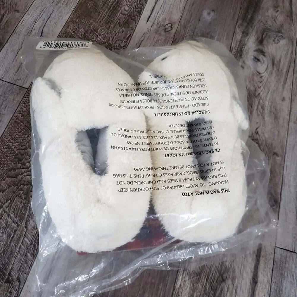 NWT Dearfoams Polar Bear Slippers Size 4-5 Hard Soles Christmas Plush 3D Animal